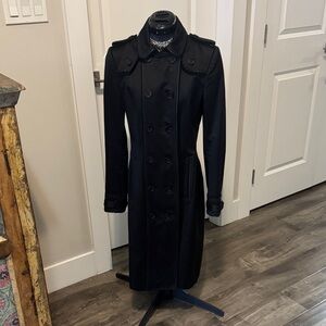 Burberry prorsum blue- Black Women's leather trim Trench Coat - sz 40 (no belt)